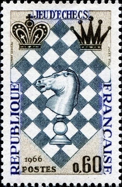 2. Почтовая марка Франции, Международный шахматный фестиваль, 1966 год.jpg